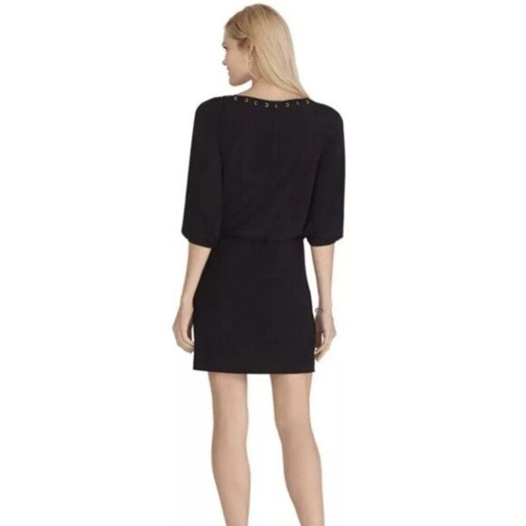2/$30 White House Black Market 3/4 Sleeve Grommet Neck Blouson Dress #A0128 - Picture 5 of 11